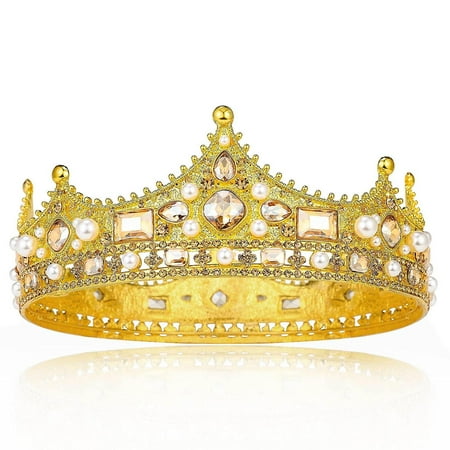 Gold King Crown For Men Prince Birthday Crowns Cosplay Royal Crown Gold king crown for men prince birthday crowns cosplay royal crown