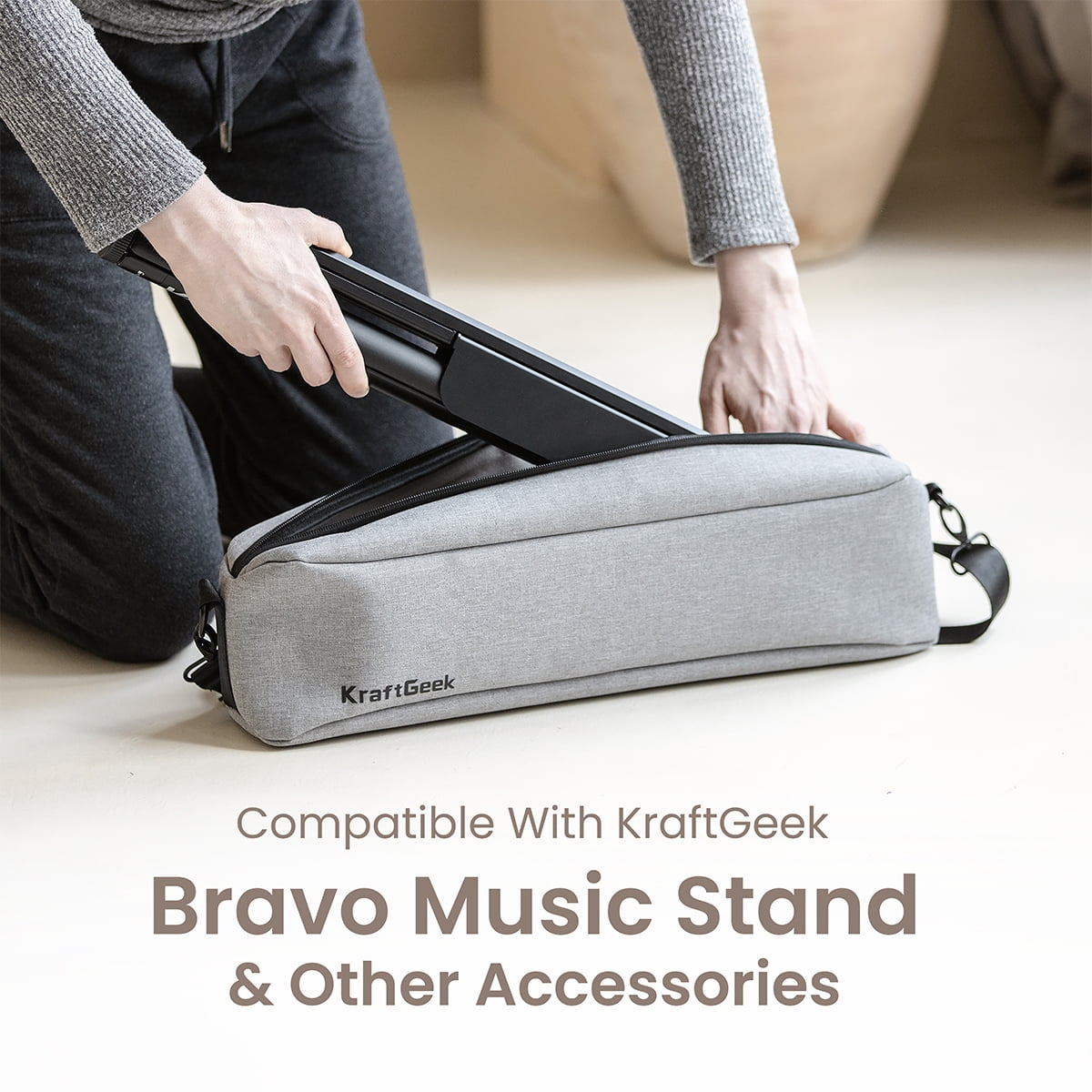 KraftGeek 18.5" Music Stand Carrying Case, Gray