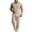 Khaki, variant on Bpyeka Men's Linen-Look Sleeveless Two-Piece Matching Set, Button Down Collar Shirt & Drawstring Waist Pants, Breathable Casual Outfit, S-3XL