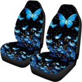thumbnail image 5 of Uourmeti Blue Butterfly Flower Print Car Seat Cover 3 PCS Car Seat Protector Cushion Breathable Full Set Suitable for Cars most Cars, 5 of 10