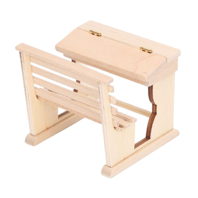 Dollhouse Tiny Desk, 1/12 Simulation Lightweight Compact Miniature School Desk Wooden For Library