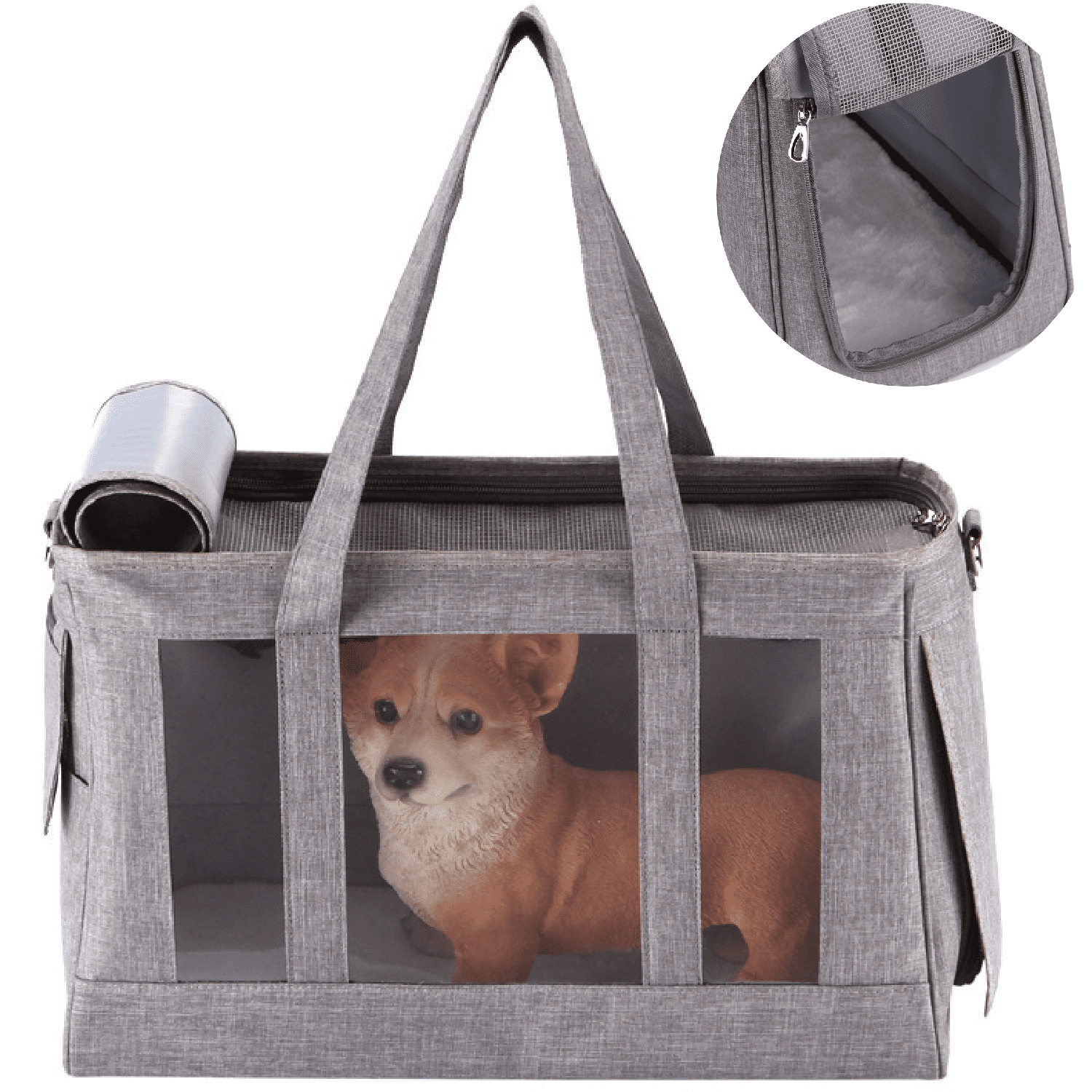 Jinjiu Pet Carrier Bag, Jinjiu 4 Sides Mesh Surfaces Dog Carrier Bag, More Breathable, Airline Approved Soft Sided Pet Carrier with Locking Safety