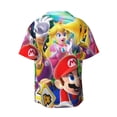 thumbnail image 6 of Lsque Mario print Men's Cuban Collar Short Sleeve Shirt Summer Beachwear Casual Button Down Fashionable Vacation Leisure Shirt-Large, 6 of 7