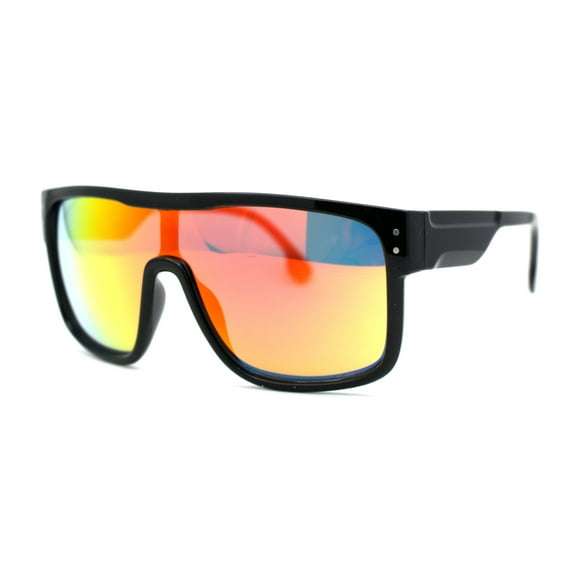 Mens Oversize Robotic Shield Sport Mirror Lens Sunglasses Black Orange Mirror