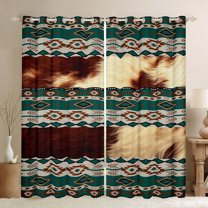 Castle Fairy Cow Bull Print Blackout Curtains Set of 2 (52x84 Each) for Women Men Teenagers,Farmhouse Animal Window Curtains,Bohemian Aztec Curtains and Drapes,Breathable Home Decor