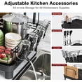 thumbnail image 2 of Extendable Dish Drying Rack - Dual Part Dish Racks with Drain Board, Adjustable Large Dish Drainer with Utensil Holder, Spatula Holder and Cutting Board Holder, X-Large 32.5-52 cm, Black, 2 of 5
