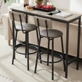 thumbnail image 4 of 3 Pcs Bar Dining Table Set, Minimalist Style Bar Table With 2 Bar Stools PU Soft seat with Backrest Footrest for Dining Room, Kitchen,Grey,43.31"L x 15.75"W x 35.43"H, 4 of 7