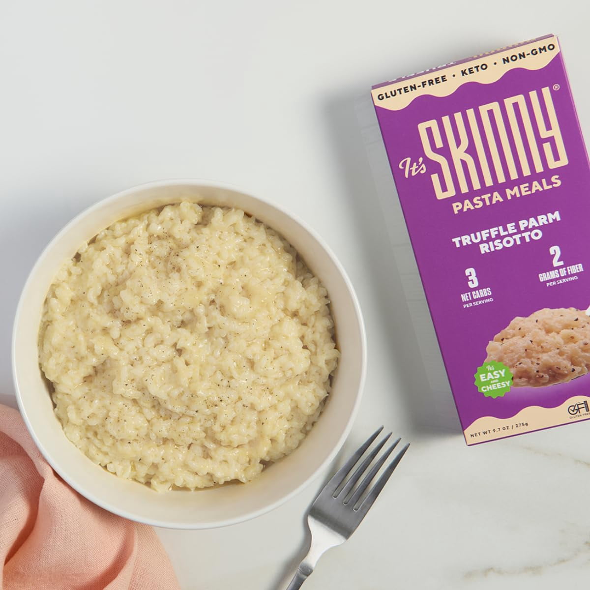 It’s Skinny Truffle Parm Risotto – Low Carb Pasta, Gluten Free, Non-GMO, Keto-Friendly, Only 3 Net Carbs & 2g of Fiber per Serving, with Truffle & Parmesan Cheese Sauce, Ready in 5 Minutes (6 Packs)