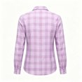 thumbnail image 4 of Women Lapel Button Long Sleeve Plaid Shirt Top, 4 of 5