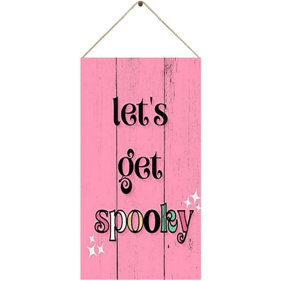 Pastel Halloween Wall Art Bundle Pink Wooden Sign 12"x 6" Decorative Wood Sign Home Kitchen Business Decor