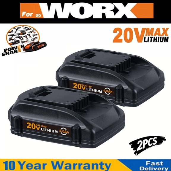 2Packs 4.0Ah WA3520 Li-ion Replace for Worx Battery 20V Max Lithium Battery Compatible with Worx 20V Power Tools Battery WA3578 WA3575 WA3525 WG151s WG155s WG251s WG255s WG540s WG545s