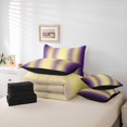 thumbnail image 6 of Homewish Wave Striped Lines 7 Pieces Bedding Comforter Set,Modern Abztract Geometric Full Bedding Set,Purple Yellow Fitted Sheet Flat Sheet For Teens,Super Cozy Room Decor Reversible, 6 of 8
