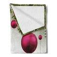 thumbnail image 2 of Christmas Soft Flannel Fleece Blanket, Vivid Fir Twigs and Magenta Balls Framework Special Day Preparation, Cozy Plush for Indoor and Outdoor Use, 50" x 70", Magenta Olive Green Grey, by Ambesonne, 2 of 5