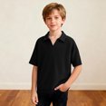 thumbnail image 6 of AJTQTH Waffle Knit T-Shirts for Kids Boys Lightweight Casual Summer Short Sleeve V Neck Basic Solid Color Athetic Tees School Fashion Collared Henley Tshirt Tops Black 7-8 Years, 6 of 8