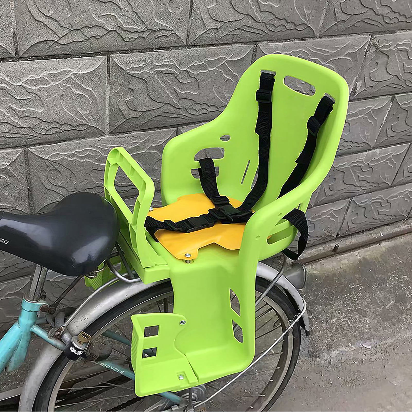 Slabsoy Rear Child Bike Seat Bicycle Baby Safety Carrier With Handrail For Children Toddlers Kids