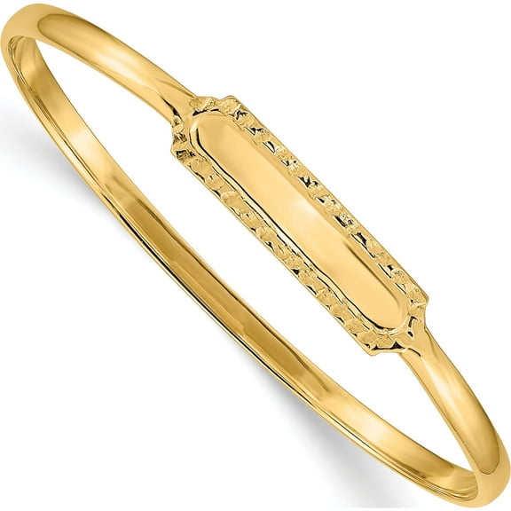14K Yellow Gold Slip-On Id Baby Bangle Bracelet (5.5 X 2.5) Made In Puerto Rico db389