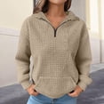 thumbnail image 5 of Bovemsi Womens Sweatshirts Women'S Autumn And Winter Solid Color Long Sleeved Lapel Half Zip Pocket Fall Fashion Outfits 2025 Clothes, 5 of 7