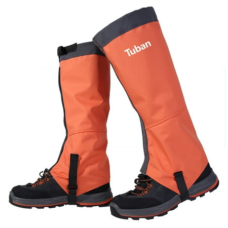 Universal Outdoor Waterproof Anti-Snow Anti-Sand Legging Gaiters High Boots Shoes Cover Leg Protection Guard for Climbing Hiking Desert Skiing Orange