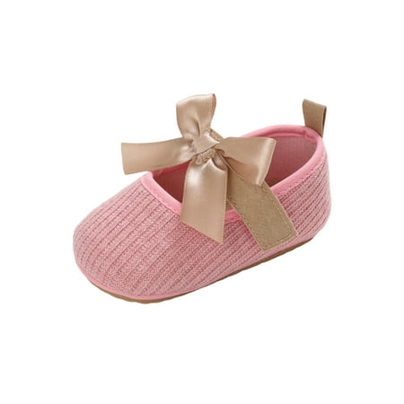 

Rotosw Infant Flats First Walker Mary Jane Prewalker Crib Shoes Lightweight Bowknot Princess Dress Shoe Wedding Cute Pink 5C