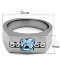 thumbnail image 2 of High polished (no plating) Stainless Steel Ring with Top Grade Crystal in Aquamarine for Women Aquamarine Stone Color Style TK2307 Size 10, 2 of 5