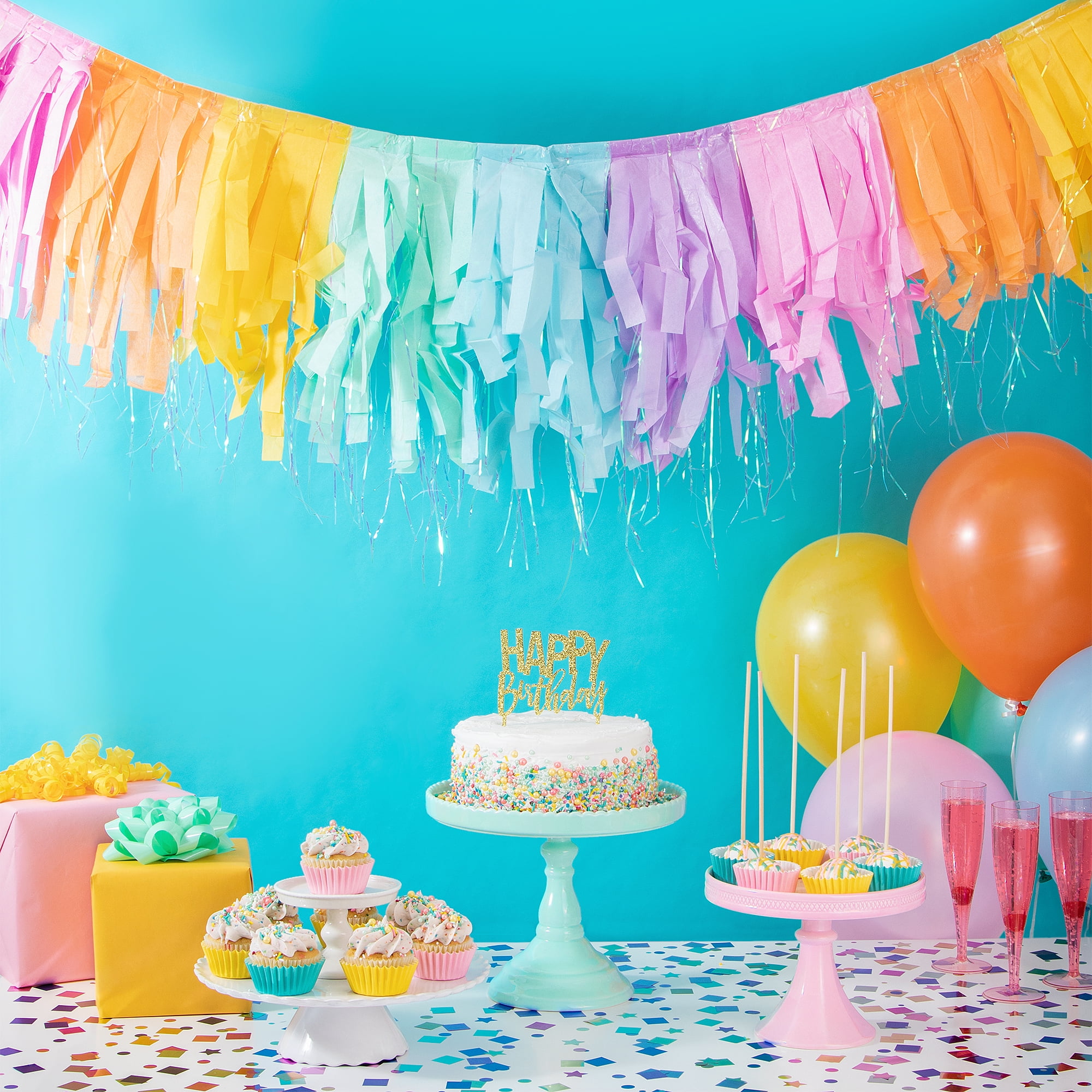 Way to Celebrate! Pastel Tissue Garland 1Ct 72 Multicolor Party Decoration  