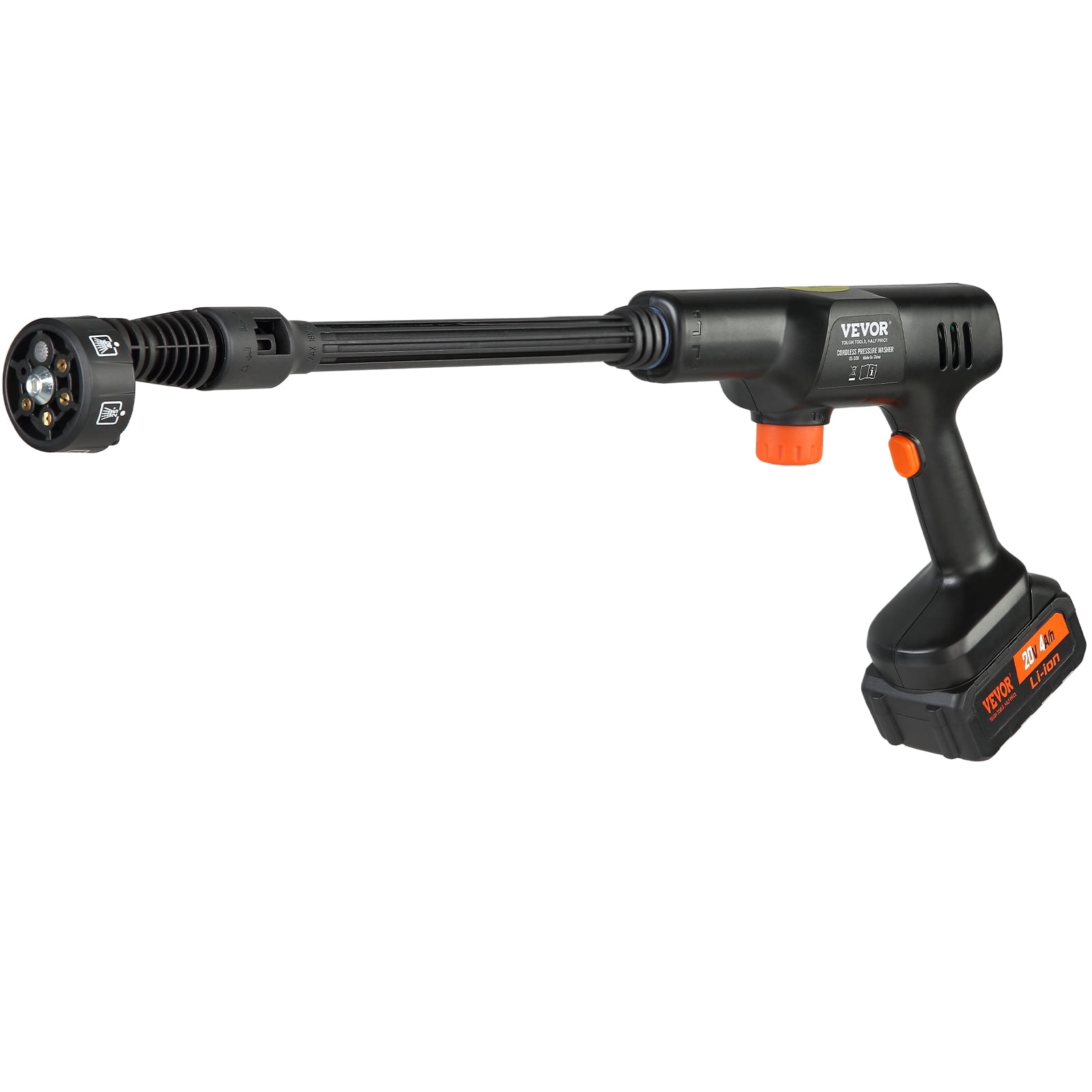 VEVOR Cordless Pressure Washer, 652-PSI 1.0 GPM Portable Power Cleaner, Handheld High-Pressure Car Washer Gun with 4.0Ah Battery, Charger, 6-in-1 Nozzle, for Home/Floor Cleaning & Watering