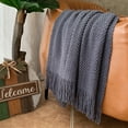 thumbnail image 6 of LOMAO Knitted Throw Blanket with Tassels Bubble Textured Lightweight Throws for Bed,Chair,Sofa,Living Room,Home Decor (Dark Grey,50*60 in), 6 of 7