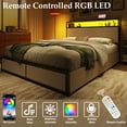 thumbnail image 2 of Fluest Full Bed Frame with 2-Tier Storage Headboard, USB Port and LED Light, 4 Storage Drawers, Begie, 2 of 7