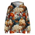 thumbnail image 4 of Men's Oversized Flowers Print Hooded Sweatshirt, Long Sleeve Loose Fit Casual Pullover for Fall Winter, Graphic Hoodie,Beige,L, 4 of 5