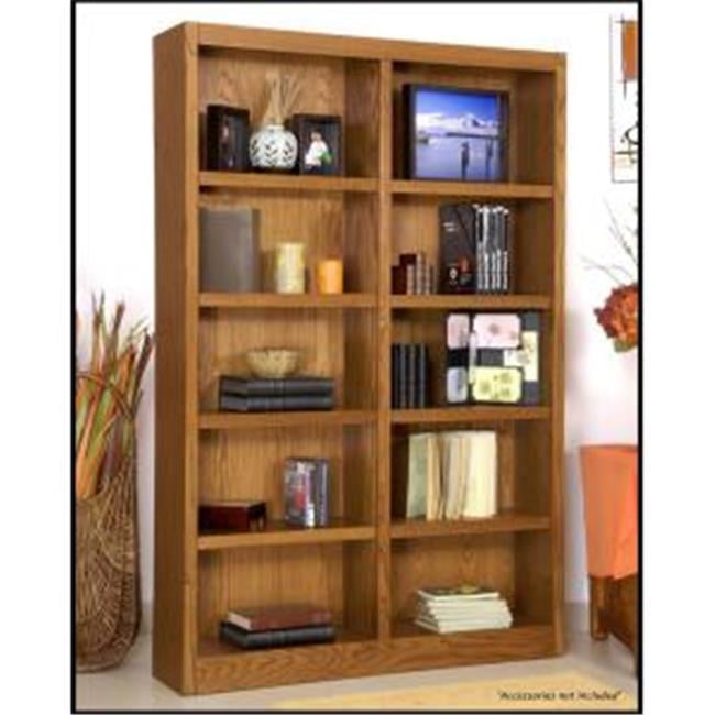 Concepts In Wood MI4872-D Double Wide Bookcase, Dry Oak Finish 10 Shelves