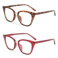 thumbnail image 3 of EYE ZOOM 2 Pack Ladies Cat Eye Reading Glasses for Women, Tortoise Brown and Wine Red +2.50, 3 of 5