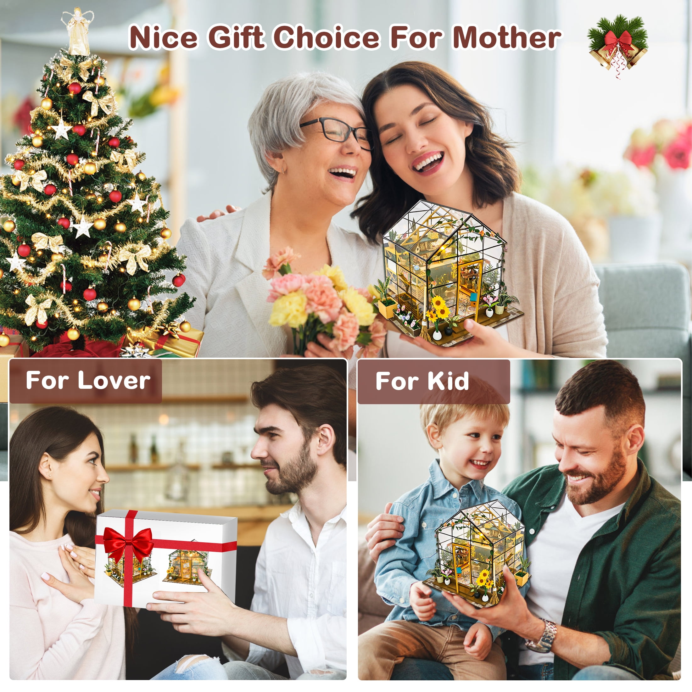 Diy Miniature Dollhouse Kit, Green House With Furniture And Led Lights, Wooden Dollhouse Kit, Best Birthday And Christmas Gifts For Women And Girls (Cathy'S Flower House)