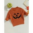 thumbnail image 3 of Douhoow Toddler Baby Knitted Sweater Halloween Pumpkin Skull Pullovers Casual Long Sleeve Warm Knitwear, 3 of 7