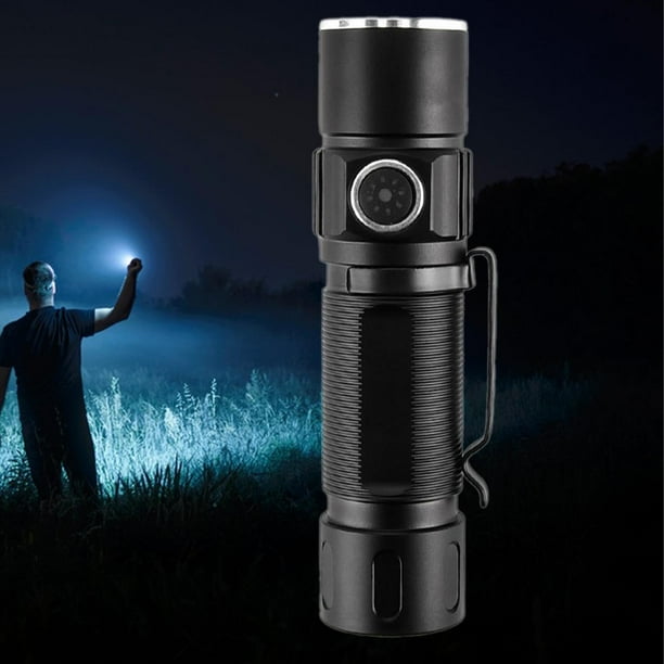 Linterna portátil con Clip, 5 modos de supervivencia, linterna de mano de emergencia, luz LED de bolsillo para pesca, jardín, viaje a casa Negro