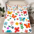 thumbnail image 2 of Feelyou Kids Spring Flower Queen Sheet Sets, Cute Butterfly Animal Flat Sheet, Leaf Botanical Plant Queen Fitted Sheet, Lightweight Room Decor, 4pcs, 2 of 7
