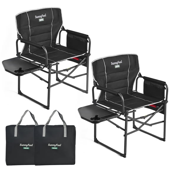 Silla de camping SUNNYFEEL plegable extragrande con mesa lateral
