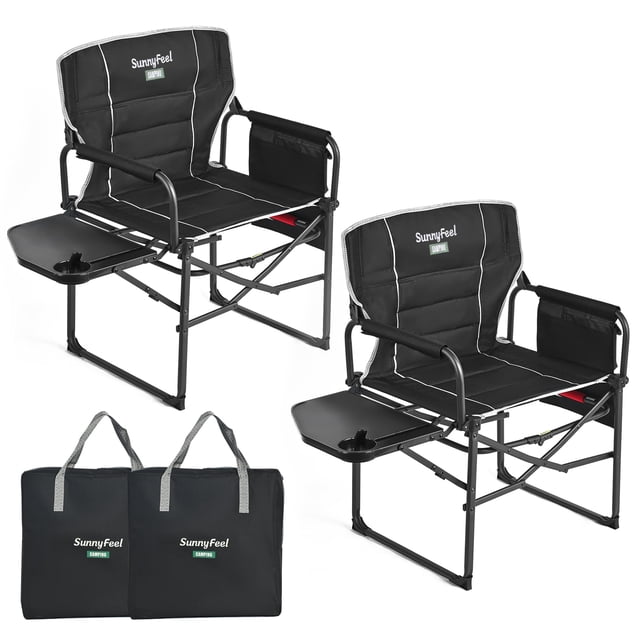 Silla de camping SUNNYFEEL plegable extragrande con mesa lateral