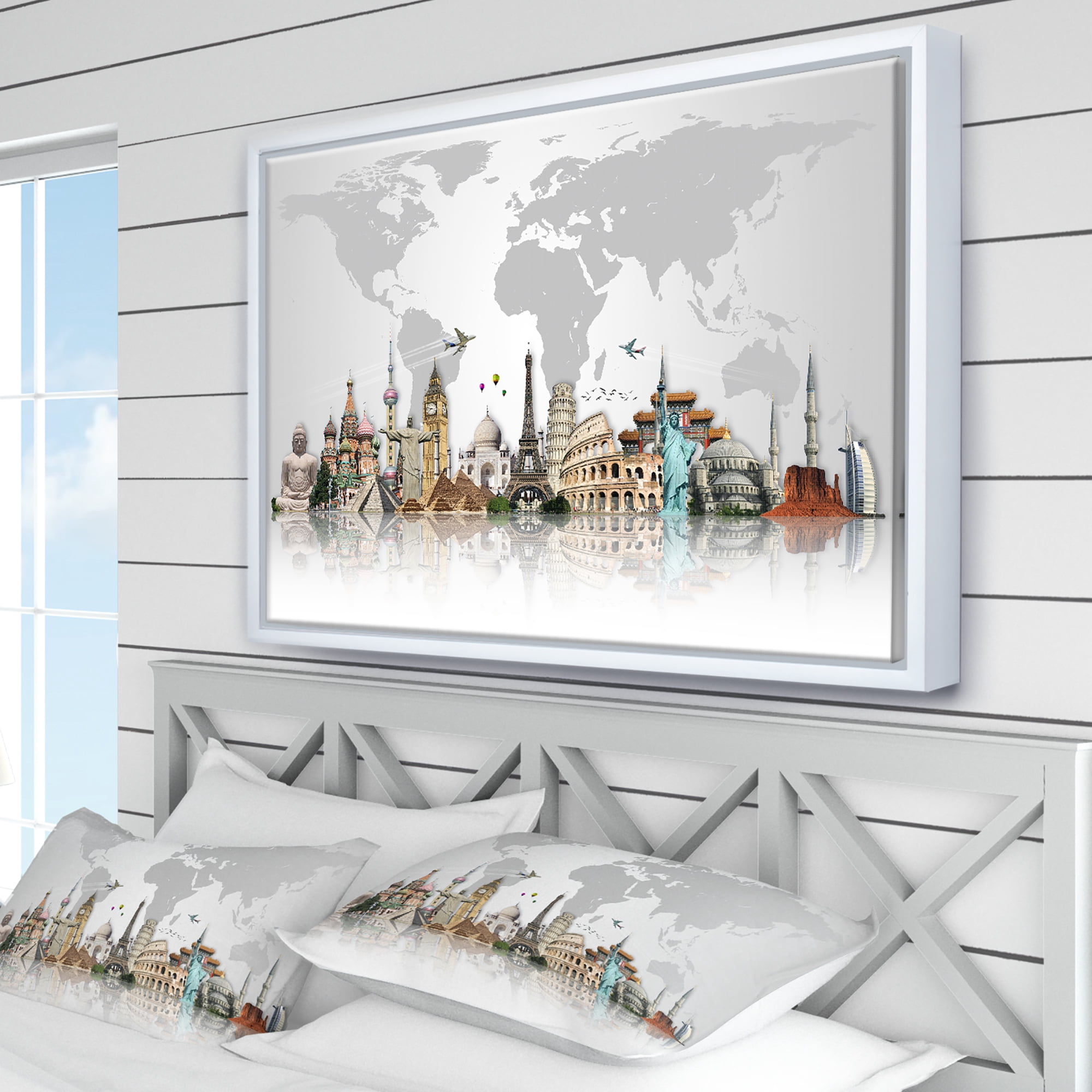 Designart ' Famous Monuments Across World ' Large Framed Canvas Art Print