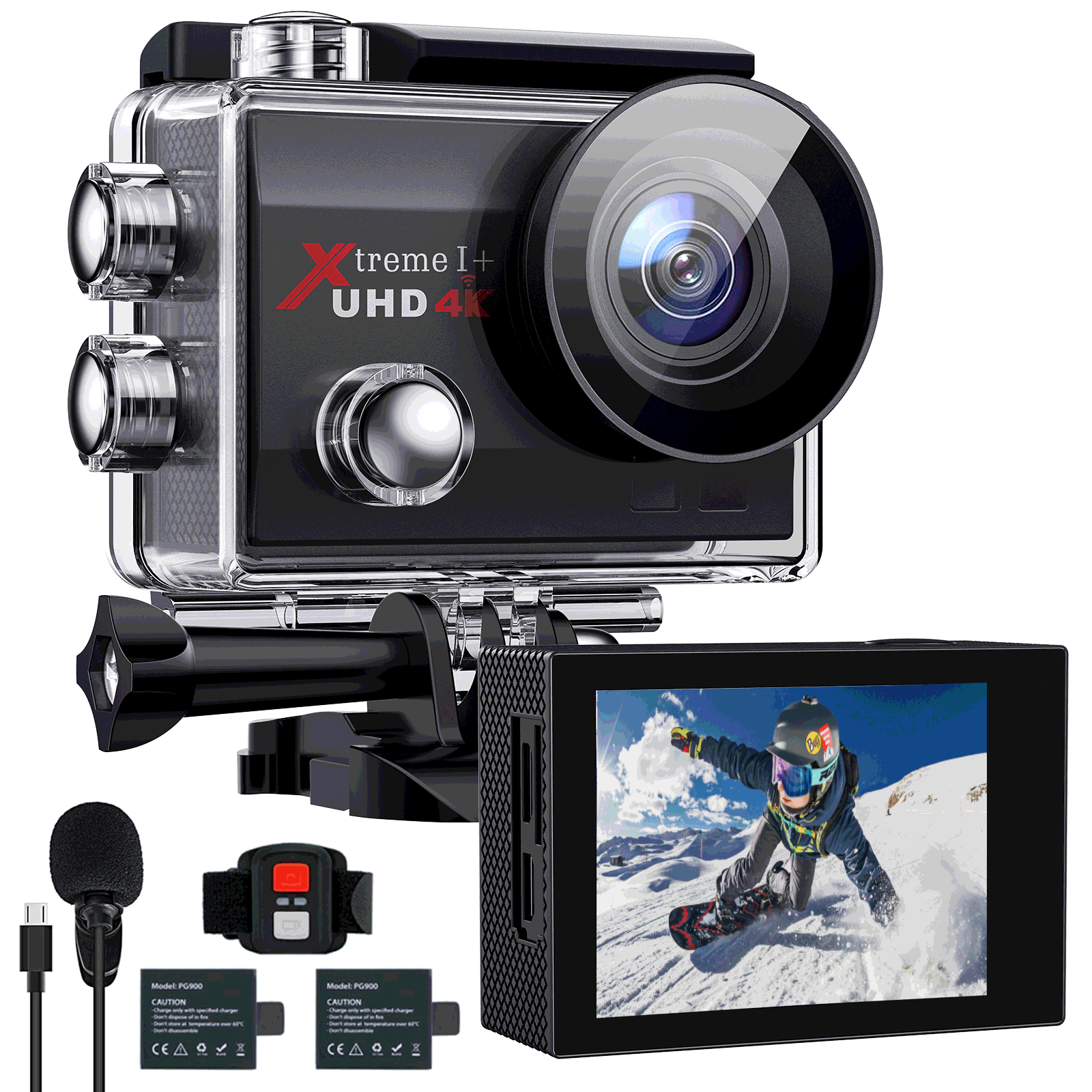【Upgrade】 Action Camera Native 4K ACTMAN X20C Ultra HD 20MP Waterproof Camera with EIS Support External Mic Touch Screen Remote Control 131ft Underwater Camcorder with 2 Batteries and Accessories 