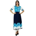thumbnail image 7 of Bimba Designer Blue Printed Rayon Kurta Flaired Kurti Chic Dress, 7 of 7