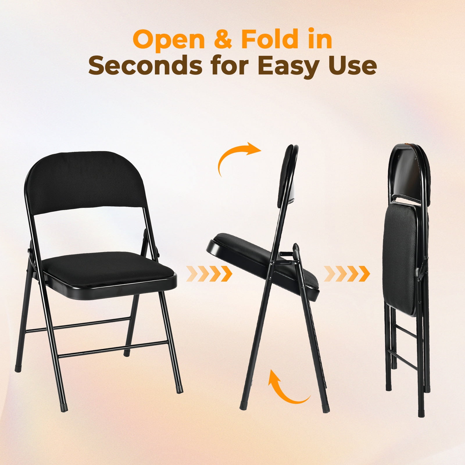 Homy Casa 4 Pack Folding Chairs with Padded Cushion for Wedding Party, Indoor & Outdoor Use