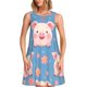 thumbnail image 1 of Fotbe Cute Pig Flowers Vestido de Verano sin Mangas para Mujer – Vestido Midi Línea A, Estilo Camiseta Floral, Vestido Playero Casual y Fluido, 1 of 7
