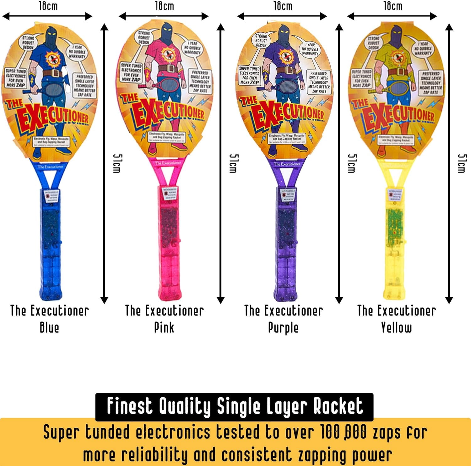 The Executioner Blue Fly Swatter Racket Mosquito Bug Zapper 50cm Long