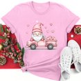 thumbnail image 2 of Women's Cute Valentines Day Tshirts Heart Gnome Car Graphic T Shirts Shor Sleeve Crewneck Tee Tops, 2 of 5