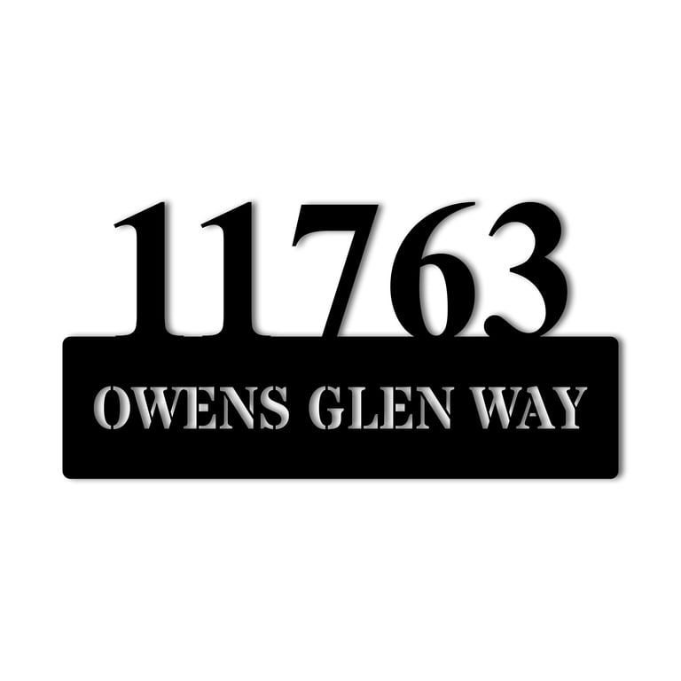 Circle Address Plaque With Custom House Number & Street Name Personalized Solid Framed Metal Sign