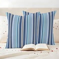 thumbnail image 3 of Blue Green Striped Outdoor Waterproof Pillow Covers, Colorful Abstract Vertical Lines Art Decorative Square Throw Pillowcase Sofa Cushion Sham for Patio/Couch/Chair, 20"x20" 2 Pack, 3 of 8