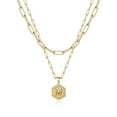 thumbnail image 1 of Colliers Initiaux Superposés pour Femmes, Collier Chaîne Trombone Simple Mignon Pendentif Lettre Hexagonale Collier Ras du Cou Initial Or Colliers Superposés pour Femmes, Or, 1 of 5