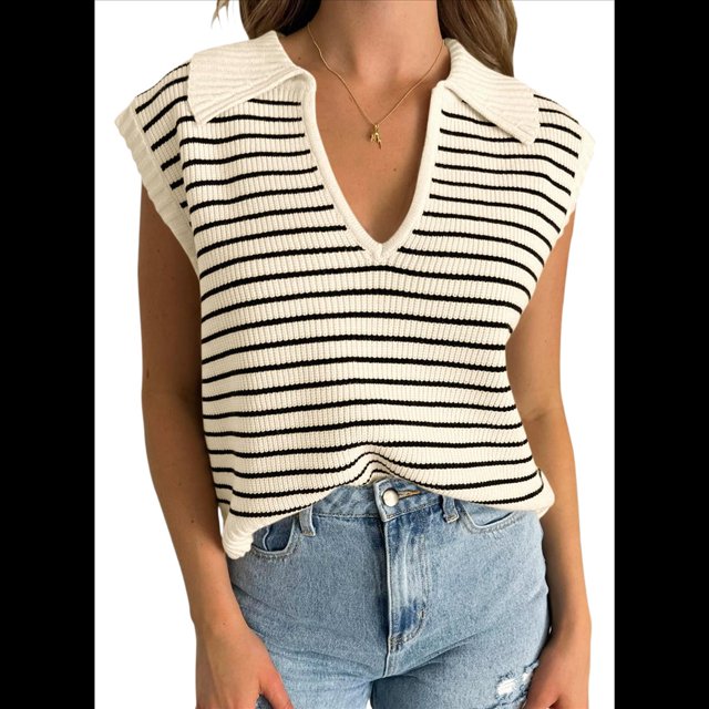 Suéteres de Verano para Mujer 2025, Cuello en V, Mangas , Suéter Sin Mangas, Chaleco, Color Albaricoque, L