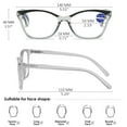 thumbnail image 2 of KOOSUFA Cat Eye Blue Light Blocking Reading Glasses +2.0 Spring Hinge Transparent Frame Womens Computer Readers Eyeglasses Transparent Grey, 2 of 7