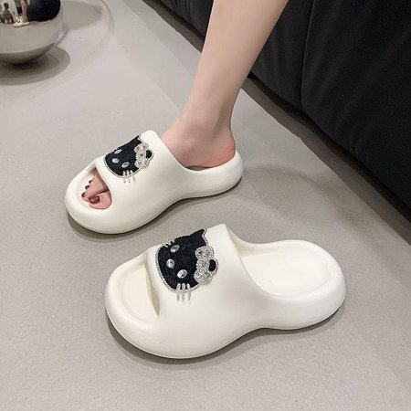 

Kawaii Sanrio Hello Kitty Cartoon Summer Slippers Women Bottom Indoor Home Platform Sandals Fashion Beach Shoes Couple Slides zeruo